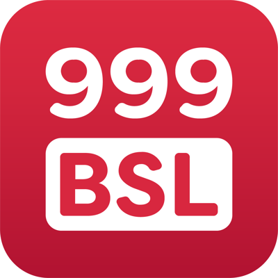 Red square icon with rounded corners showing "999" above a rectangle containing "BSL" in bold white and red text.