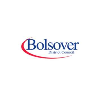 Bolsover District Council logo featuring blue text with a red curved line swooping around the letter "B" on a white background.