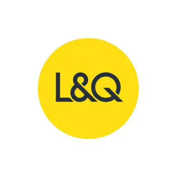 The image shows the letters "L&Q" in black font centered on a yellow circle with a white background.