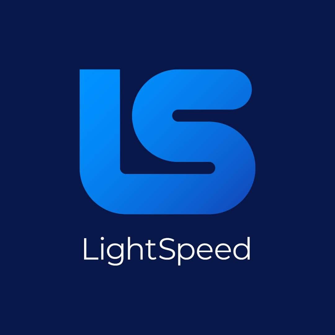A blue "LS" logo above the word "LightSpeed" on a dark blue background.