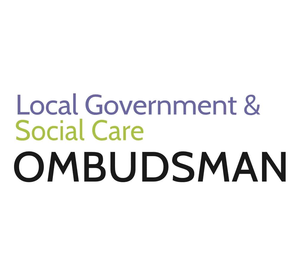 Logo with the words "Local Government & Social Care Ombudsman" in purple, green, and black text on a white background.