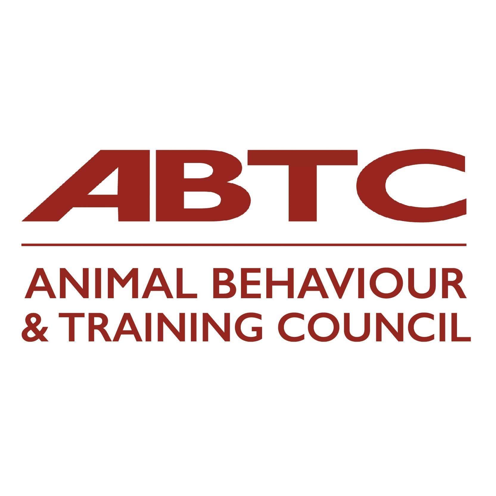 Logo of the Animal Behaviour & Training Council (ABTC) with the abbreviation "ABTC" in large red letters above the full name in smaller red text on a white background.