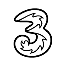 A black and white outline of the number three with a spiky, flame-like design along its curves.